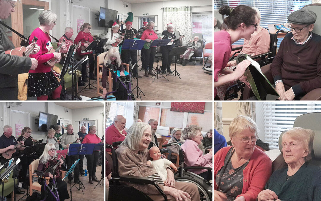 Ukulele performance and birthday wishes for Garry at St Winifreds Care Home