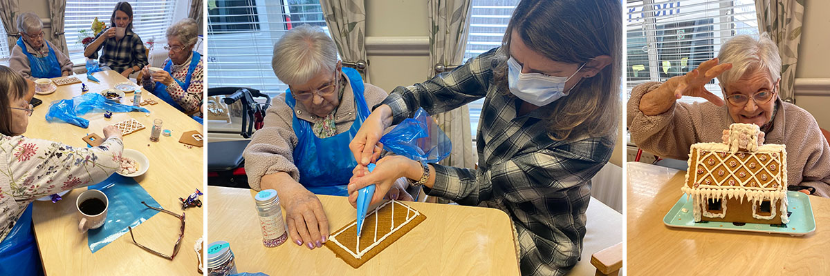Gingerbread house decorating at St Winifreds Care Home