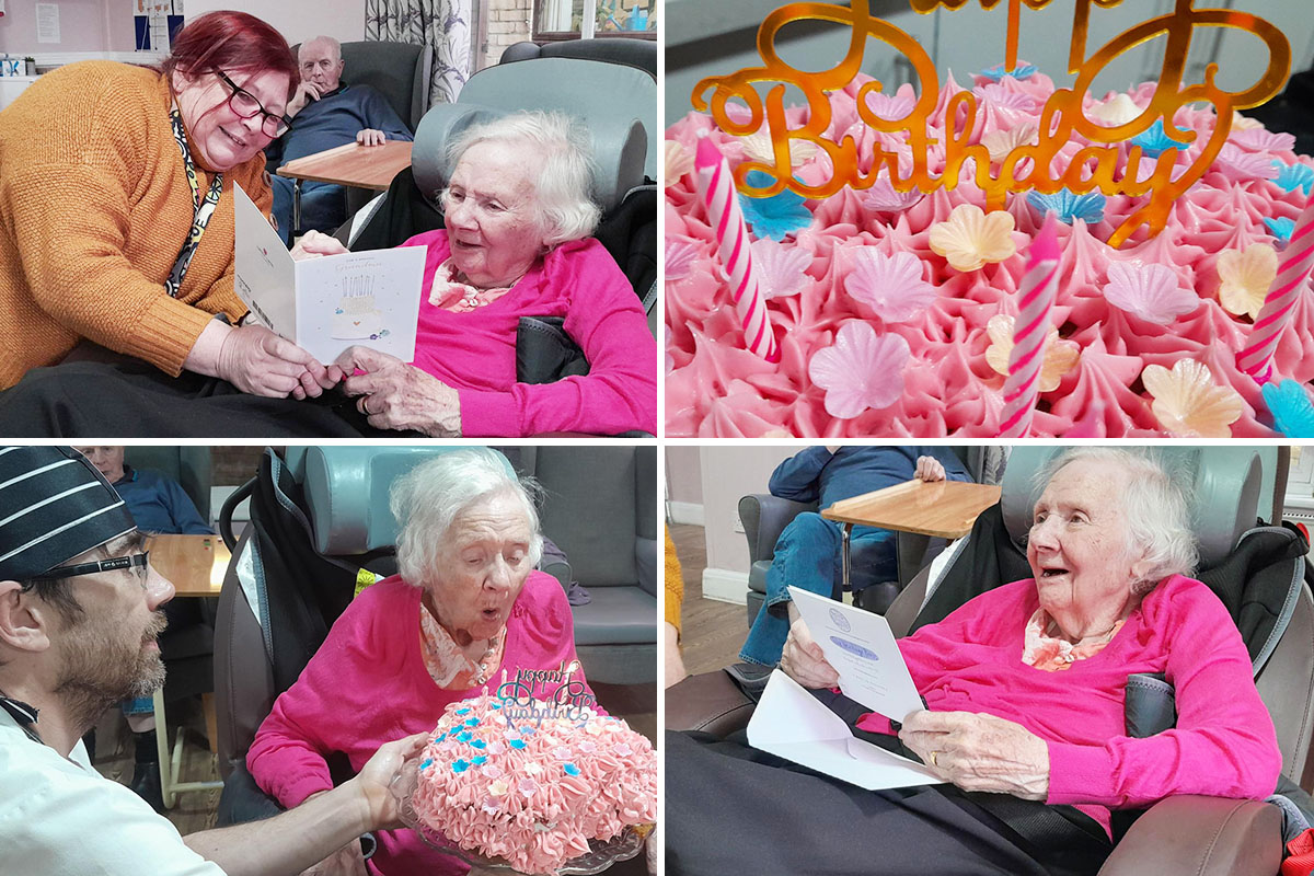 Birthday wishes for Marion at St Winifreds Care Home