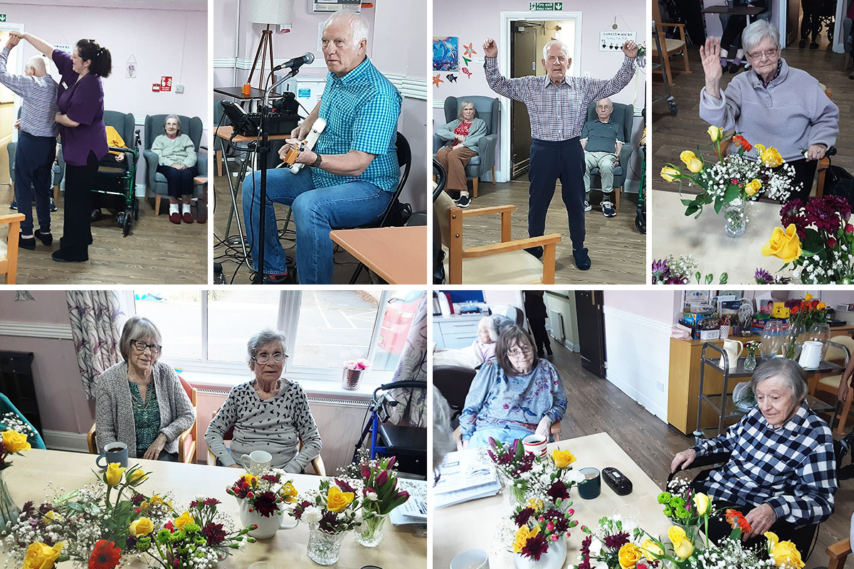 Music with Barry and flower arranging at St Winifreds Care Home