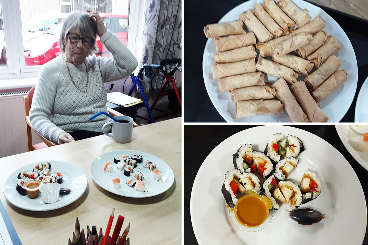 Sushi tasting at St Winifreds Care Home